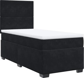 vidaXL Κρεβάτι Boxspring με Στρώμα Μαύρο 80 x 200 εκ. Βελούδινο