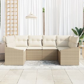 vidaXL Σετ 6 Τεμαχίων Καναπέ Κήπου με Μαξιλάρια Μπεζ Πολυ Ρατάν