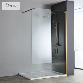 Devon Iwis Walk-in Inox 304 Διαχωριστικό Κρύσταλλο Ντουζιέρας Με Bronze Brushed Βραχίονα 100cm