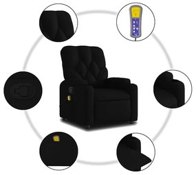 vidaXL Πολυθρόνα Μασάζ Ανακλινόμενη Μαύρη Υφασμάτινη