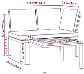 vidaXL Σαλόνι Κήπου Σετ 2 Τεμαχίων με Μαξιλάρια Μαύρο Αλουμίνιο