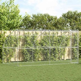 vidaXL Κλουβί Σκύλου 2 pcs Ασημί 4 x 2 x 2 m Γαλβανισμένος χάλυβας