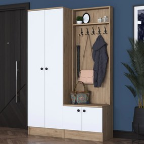 Έπιπλο Εισόδου Λευκό / Καρυδιά BARERO 119,6x35,5x182,8