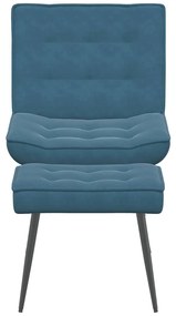 vidaXL Πολυθρόνα Relax Μπλε Βελούδινη με Σκαμπό