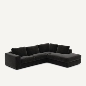 Γωνιακός καναπές από βελούδινο chenille ύφασμα, Skander