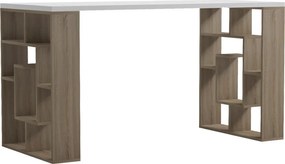 Γραφείο με ραφιέρα Labirent pakoworld sonoma-λευκό 140x60x75εκ