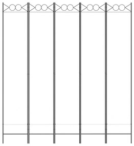 Διαχωριστικό Δωματίου με 5 Πάνελ Λευκό 200x220 εκ. από Ύφασμα - Λευκό