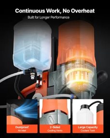 VEVOR Magnetic Drill Press Mag Drill Press 1400 W 0-850 RPM with 11 Core Bits