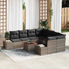 vidaXL Σετ Καναπέ Κήπου με μαξιλάρι 9 pcs Γκρι Πολυ ράταν