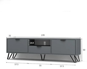 Έπιπλο τηλεόρασης Jasmine Megapap από μελαμίνη χρώμα γκρι 170x35x50εκ. - GP028-0035,1