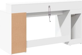 vidaXL Γραφείο με LED Λευκό 160x55x91 εκ. από Επεξεργασμένο Ξύλο