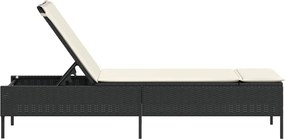 vidaXL Ξαπλώστρα Μαύρη από Συνθετικό Ρατάν με Μαξιλάρι