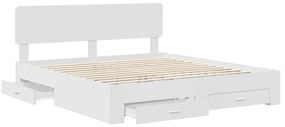 vidaXL Σκελετός Κρεβατιού Λευκό 180 x 200 cm Επεξεργασμένο ξύλο