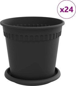 vidaXL Γλάστρες φυτών 24 pcs Μαύρο Ø 17 x 14 εκ Πλαστικό