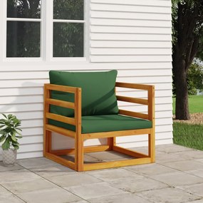 Καρέκλα Κήπου από Μασίφ Ξύλο Ακακίας με Πράσινα Μαξιλάρια