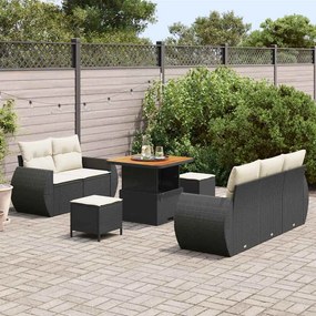 vidaXL Σετ Καναπέ Κήπου 8 pcs Μαύρο συνθετικό ρατάν