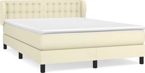 vidaXL Κρεβάτι Boxspring με Στρώμα Κρεμ 140x200εκ. από Συνθετικό Δέρμα