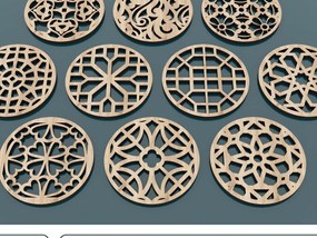 Σετ των 2 Intra απο ξύλο plywood 3mm-4mm πάχος 10 προτύπων Grill Trivet Coaster Δίασταση 30x20 cm INTRAFABR-47679688