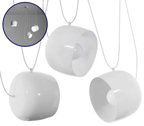 01376 GloboStar® JASPER 01376 Μοντέρνό Κρεμαστό Φωτιστικό Καμπάνα Σετ Τρίφωτο 3 x E27 IP20 Λευκό Μέταλλο - Μ75 x Π75 x Υ22cm