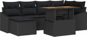 vidaXL Σετ Καναπέ Κήπου με αποθήκευση 7 pcs Μαύρο Πολυ ράταν