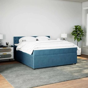 vidaXL Κρεβάτι Boxspring με Στρώμα Μπλε 180x200 εκ. Βελούδινο