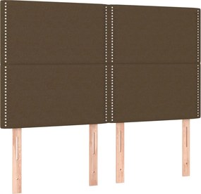 vidaXL Κρεβάτι Boxspring με Στρώμα Σκούρο Καφέ 140x190 εκ. Υφασμάτινο