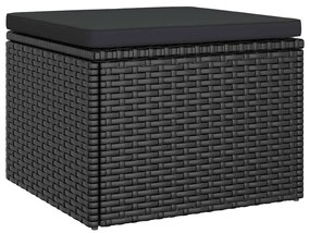 vidaXL Καναπές Κήπου Τριθέσιος Μαύρος Συνθ. Ρατάν με Οροφή/Υποπόδιο