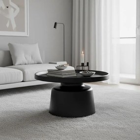 Τραπεζάκι σαλονιού Ginoze Inart μέταλλο σε μαύρη απόχρωση Φ70x38εκ 70x70x38 εκ.