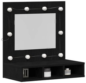 vidaXL Ντουλάπα Καθρέφτη με φώτα καθρέφτη Μαύρη Οξυά 60 x 31,5 x 62 εκ