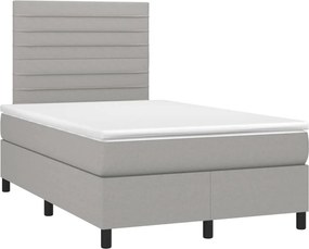 vidaXL Κρεβάτι Boxspring με Στρώμα &amp; LED Αν.Γκρι 120x200 εκ Υφασμάτινο