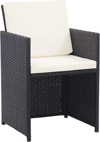 vidaXL Σετ Τραπεζαρίας Εξ. Χώρου 17 τεμ Μαύρο Συνθ. Ρατάν με Μαξιλάρια