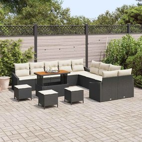 vidaXL Σετ Καναπέ Κήπου με μαξιλάρι 14 pcs Μαύρο Πολυ ράταν