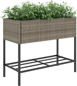 vidaXL Γλάστρες Κήπου με Ράφια 2 τεμ. Γκρι 90x40x75εκ Συνθ. Ρατάν