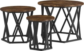 vidaXL Κομοδίνο Μονάδας 3 pcs Καπνιστό Δρύς