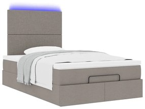 Οθωμανικό κρεβάτι με στρώμα &amp; LEDs Taupe 120x190cm ύφασμα - Μπεζ-Γκρι