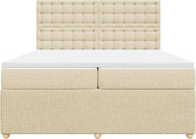 vidaXL Κρεβάτι Boxspring με Στρώμα Κρεμ 200x200 εκ. Υφασμάτινο