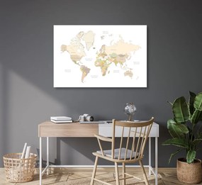 Εικόνα στον παγκόσμιο χάρτη φελλού με vintage στοιχεία - 90x60  place