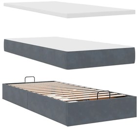 vidaXL Οθωμανικό κρεβάτι με στρώμα σκούρο γκρι 90x200cm Velvet