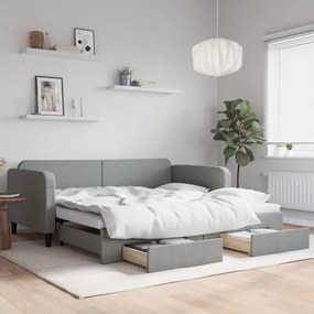 Καναπές Κρεβάτι Συρόμενος Αν. Γκρι 100x200 εκ Ύφασμα &amp; Συρτάρια - Γκρι