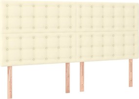 vidaXL Κρεβάτι Boxspring με Στρώμα Κρεμ 200x200 εκ. Συνθετικό Δέρμα