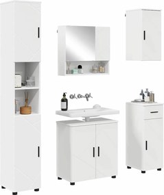 vidaXL Σετ Επίπλων Μπάνιου 5 pcs Λευκό Επεξεργασμένο ξύλο &amp; Μέταλλο