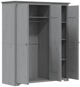 Ντουλάπα BODO Γκρι 146x53,5x173 εκ. από Μασίφ Ξύλο Πεύκου - Γκρι