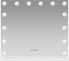 vidaXL Καθρέφτης Vanity LED Λευκό 50 x 10 x 44 εκ Γυαλί και Χάλυβας