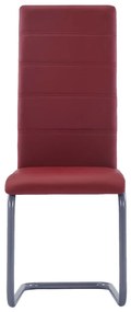 Καρέκλες Τραπεζαρίας «Πρόβολος» 2 τεμ. Κόκκινες Συνθετικό Δέρμα - Κόκκινο