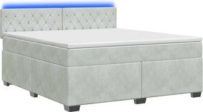 vidaXL Κρεβάτι Box Spring με Στρώμα και LED Ανοιχτό γκρι 140 x 200 cm