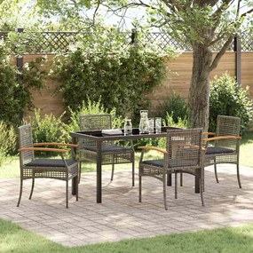 vidaXL Σέτ φαγητού για κήπο 5 pcs Γκρι συνθετικό ρατάν