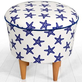 Σκαμπό Cunda 209FLF1217 42x42cm White-Blue