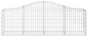 Συρματοκιβώτια Τοξωτά 2 τεμ. 200x30x60/80 εκ. Γαλβαν. Ατσάλι - Ασήμι