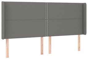 vidaXL Κρεβάτι Boxspring με Στρώμα &amp; LED Σκ.Γκρι 200x200εκ. Υφασμάτινο