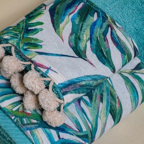 Πετσέτες Μπάνιου (Σετ 3τμχ) White Fabric Teva Pompom Green 600gsm